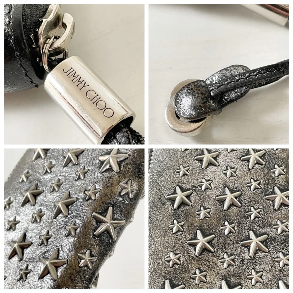Jimmy Choo metallic leather stars long zip wallet